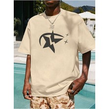 Mercoledi Star Baskılı Oversize Erkek T-Shirt Salaş Boyfirend