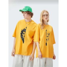 Mercoledi 2'li Kombin Aslan/kaplan Baskılı Kadın Oversize Salas T-Shirt Boyfriend