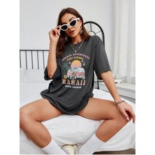 Mercoledi Surf Riders Baskılı Kadın Oversize T-Shirt Salaş Boyfirend