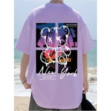 Mercoledi Life Hurry Baskılı Oversize Erkek T-Shirt Salaş Boyfirend