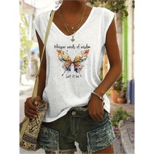 Mercoledi Kadın Oversize Salaş V Yaka T-Shirt