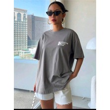 Mercoledi Kadın Cherısh Tıme Effect Baskılı Oversize Salaş T-Shirt Boyfriend
