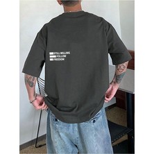 Mercoledi Still Willing Baskılı Oversize Erkek T-Shirt Salaş Boyfirend
