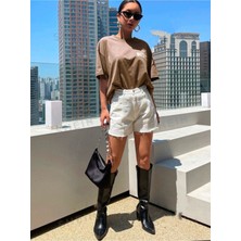Mercoledi Kadın Cherısh Tıme Effect Baskılı Oversize Salaş T-Shirt Boyfriend
