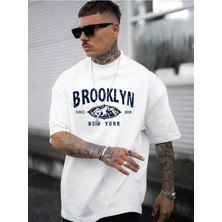 Mercoledi Brooklyn Baskılı Oversize Erkek T-Shirt Salaş Boyfirend