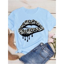 Mercoledi Leopard Lip Baskılı Oversize T-Shirt Salaş Boyfirend