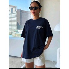 Mercoledi Kadın Cherısh Tıme Effect Baskılı Oversize Salaş T-Shirt Boyfriend