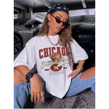 Mercoledi Oversize T-Shirt Chıcago Football Team Baskılı