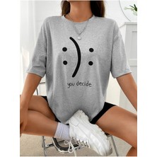 Mercoledi You Decide Baskılı Kadın Oversize Salas T-Shirt Boyfriend