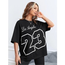 Mercoledi Los Angeles 23 Baskılı Oversize T-Shirt Salaş Boyfirend