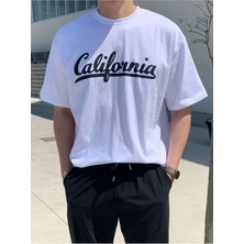 Mercoledi Bond California Baskılı Oversize Erkek T-Shirt Salaş Boyfirend