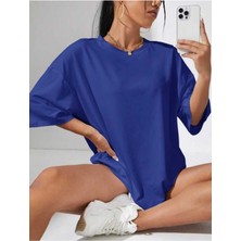 Mercoledi Düz Basic Kadın T-Shirt Oversize Salas Boyfriend