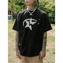 Mercoledi Star Baskılı Oversize Erkek T-Shirt Salaş Boyfirend