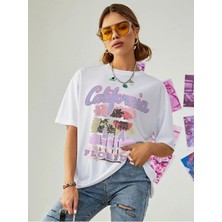 Mercoledi Beyaz California Oversize T-Shirt