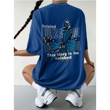 Mercoledi Saks Oversize T-Shirt Kelebek Baskılı