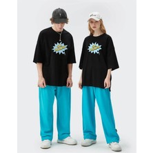 Mercoledi Unisex Mavi Boomer Baskılı Oversize T-Shirt