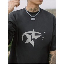 Mercoledi Star Baskılı Oversize Erkek T-Shirt Salaş Boyfirend