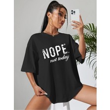 Mercoledi Kadın Oversize T-Shirt Nope Not Today Baskılı
