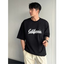 Mercoledi Bond California Baskılı Oversize Erkek T-Shirt Salaş Boyfirend