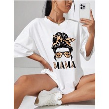 Mercoledi Mama Leopar Baskılı Oversize T-Shirt Salaş Boyfirend