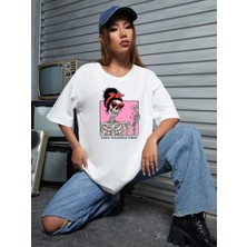 Mercoledi Love Yourself First Baskılı Oversize T-Shirt Salas Boyfriend