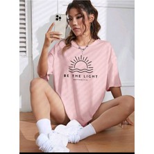 Mercoledi Kadın Be The Lıght Baskılı Oversize Salaş T-Shirt Ünisex Boyfirend