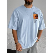 Mercoledi Beach Resim Baskılı Oversize Erkek T-Shirt Salaş Boyfirend