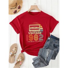 1982 Vintage Baskılı Oversize T-Shirt Salaş Boyfirend