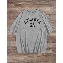 Unisex Atlanta Baskılı Oversize T-Shirt