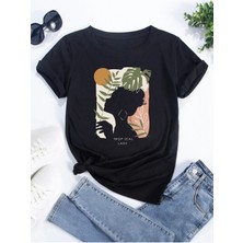 Kadın Tropical Lady Baskılı Oversize T-Shirt