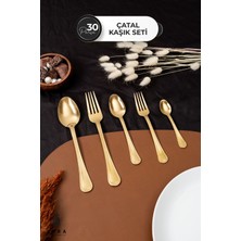 Lzn 30 Parça 6 Kişilik Gold Çatal Kaşık Seti - Şık ve Zarif Tasarım