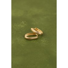 ÇGK KUYUMCULUK Çizgili Halka Altın Küpe CGKKP0119