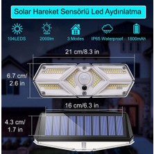 Greentech Güneş Enerjili Hareket Sensörlü, 6 Taraflı 104 Led Aydınlatma / GT-SL13