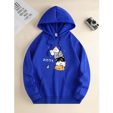Mercoledi Unisex Anime Kediler Kapşonlu Baskılı Oversize Sweatshirt