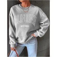 Mercoledi Calıfornıa West Coast Baskılı Bisiklet Yaka Ünisex Oversize Sweatshirt