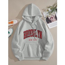 Mercoledi Brooklyn New York Baskılı Ünisex Kapüşonlu Oversize Sweatshirt