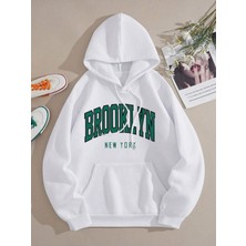 Mercoledi Brooklyn New York Baskılı Ünisex Kapüşonlu Oversize Sweatshirt