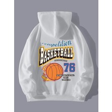 Mercoledi Basketball 76 Baskılı Ünisex Kapüşonlu Oversize Sweatshirt
