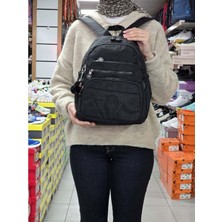 My Polo 2113-8745 Kadın Krinkıl Kumaş Çok Gözlü Astarlı Petli Su Geçirmez Günlük Mini Sırt Çantası - NKT02113-SIYAH-TEKEBAT