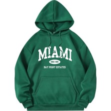 Mercoledi Mıamı Since 1896 Baskılı Ünisex Kapüşonlu Oversize Sweatshirt