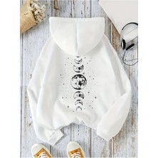 Mercoledi Unisex Gezegen Baskılı Kapüşonlu Baskılı Sweatshirt