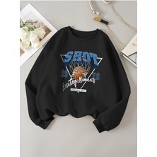 Mercoledi Shot Baskılı Bisiklet Yaka Unisex Oversize Sweatshirt