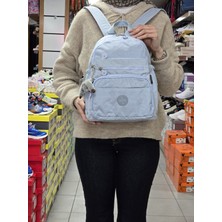 My Polo 2113-8745 Kadın Krinkıl Kumaş Çok Gözlü Astarlı Petli Su Geçirmez Günlük Mini Sırt Çantası - NKT02113-BEBE-MAVISI-TEKEBAT