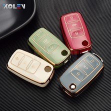 Anahtarlık Mavi Tpu Araba Anahtar Kılıfı Kapak Tutucu Kabuk Vw Volkswagen Polo Golf Passat Beetle Caddy Tiguan Skoda Octavia Kodiaq Seat Leon Altea Için (Yurt Dışından)