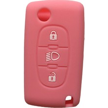 Wenchang Shop C Pembe Citroen Berlingo X7 Xsara Katlanır 3 Düğmeli Anahtar Kılıfı Silikon Araba Anahtar Kapağı Koruma (Yurt Dışından)