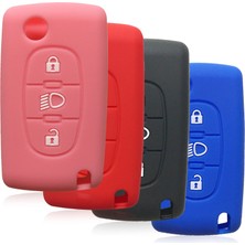 Wenchang Shop C Pembe Citroen Berlingo X7 Xsara Katlanır 3 Düğmeli Anahtar Kılıfı Silikon Araba Anahtar Kapağı Koruma (Yurt Dışından)