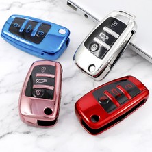 Mavi Anahtar Kutusu Audi A1 A3 A4 A5 A6 A7 Q3 Q5 S6 B6 B7 Bv 8l Tt Rs Araba Tpu Katlanır Anahtar Kılıfı Kapak Kabuk Anahtarlık Koruyucu (Yurt Dışından)