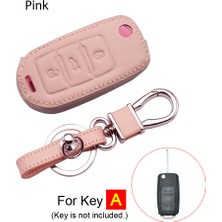 Wenchang Shop C Pembe Vw Volkswagen Polo Golf 7 Passat B6 B5 Up Beetle Tiguan Skoda Octavia Seat Ibiza Leon Için Deri Araba Anahtar Kılıfı Flip Uzaktan Kumanda Kapak (Yurt Dışından)