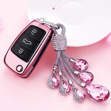Pembe Audi A1 A3 A4 A5 Q7 Için Araba Stil Tpu Anahtar Kılıfı Araba Anahtarlık Kabuk Uzaktan Kumanda Kapağı Oto-Aksesuarları (Yurt Dışından)