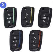 Kahverengi Vw Golf 7 Mk7 3 Düğmeli Katlanabilir Uzaktan Kumanda Anahtar Kılıfı Için Silikon Kapak (Yurt Dışından)